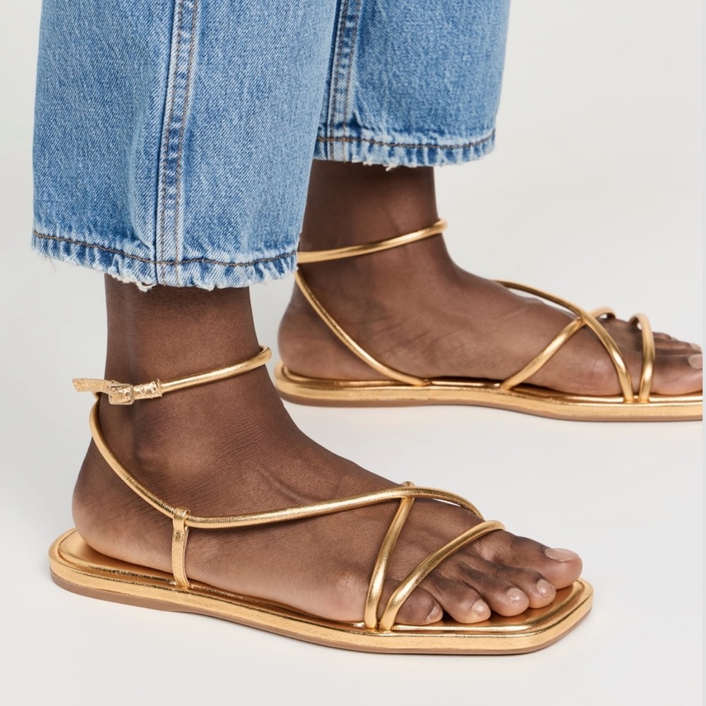 Loeffler Randall Gold Metallic Sandals NOOR